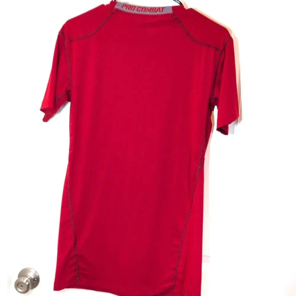 Nike Pro Combat Dri-FIT Moisture Wicking Red T-Shirt Men's Athletic Fit XL